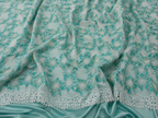 blue green flower unstitched material | Pre-order