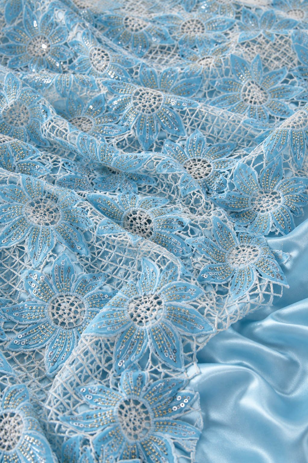 Light blue flower unstitched material | Pre-order