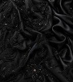 Black beaded lace unstitched material | Pre-order