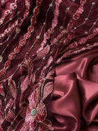 Wine Red floral unstitched material