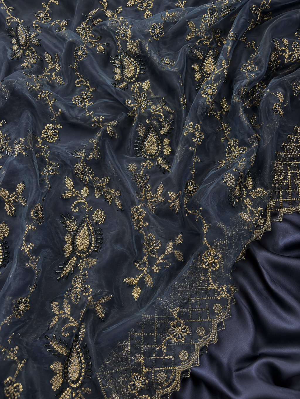 Blue lace unstitched material