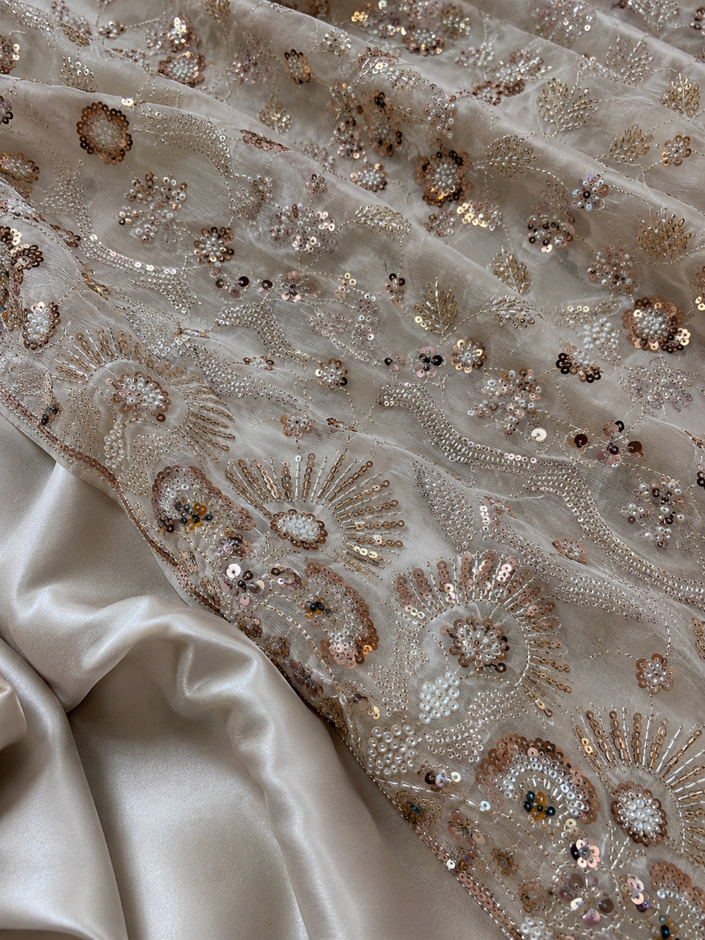 Rose gold lace unstitched material