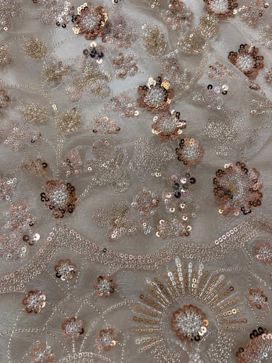 Rose gold lace unstitched material