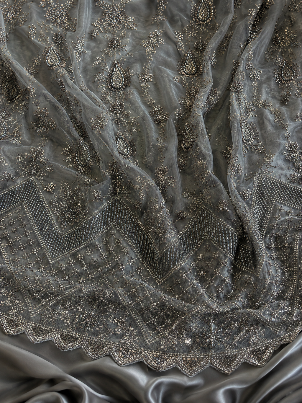 Gray lace unstitched material