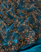 teal floral unstitched material