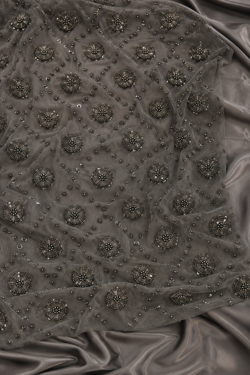 Blackish gray scattered unstitched material