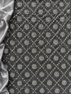 black lace with silver lining scattered unstitched material