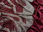 Deep red embellished unstitched material