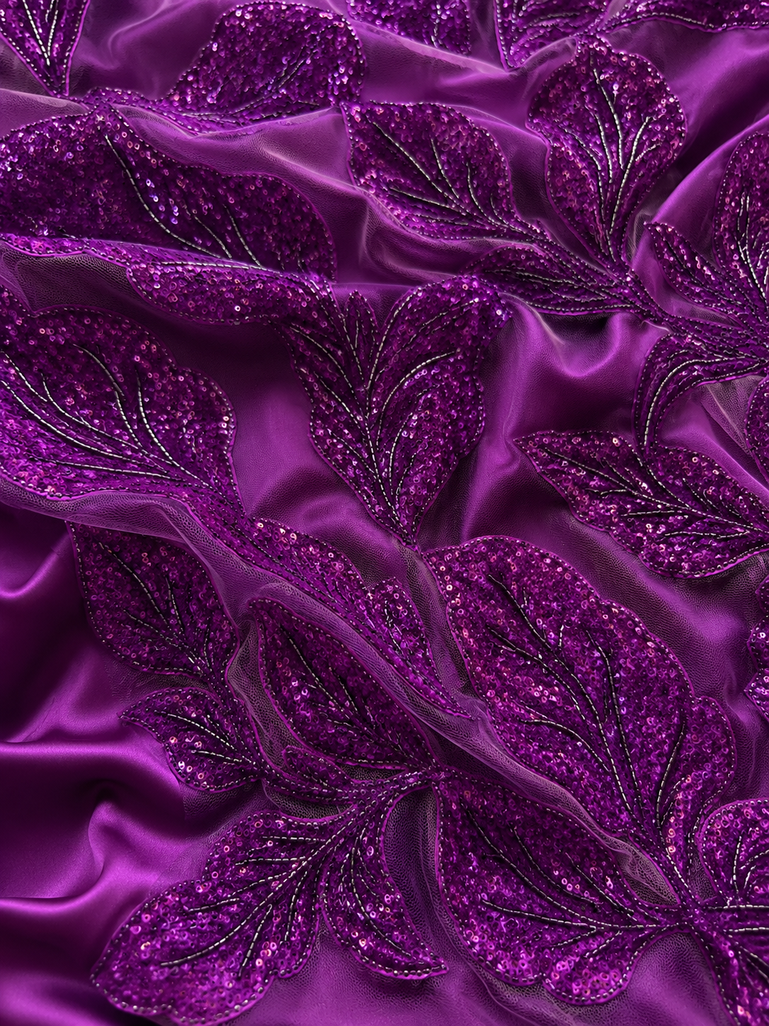 Purple leavesl unstitched material