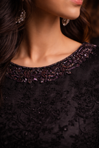Embroidered black Straight Dress with sharara pants and straight sleeves - pre Order