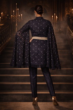 blue co-ord set with cape style sleeves | Pre-order