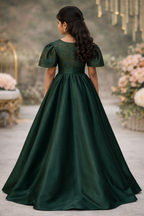 Green Garcia Ballerina Sleeves kids Gown | Pre-order