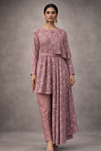 Pink N&T Statement Shoulders Lace Dress and Pants | Pre-order