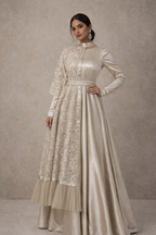 Suraiyah Cape Style Satin Gown and Lace Cape | Pre-order