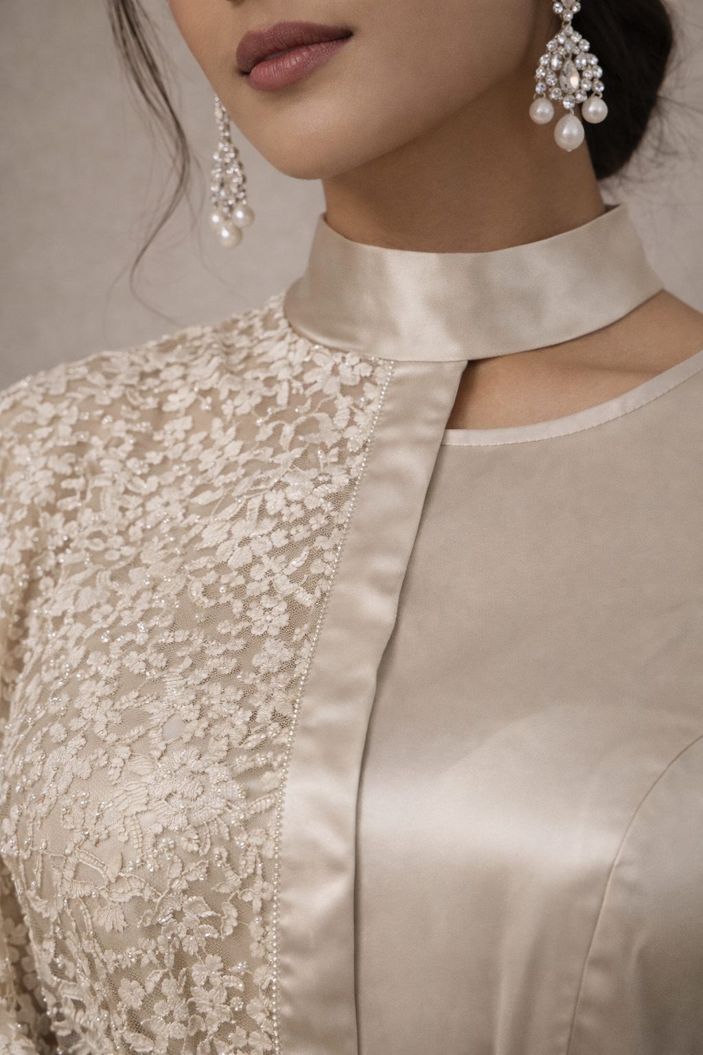 Suraiyah Cape Style Satin Gown and Lace Cape | Pre-order