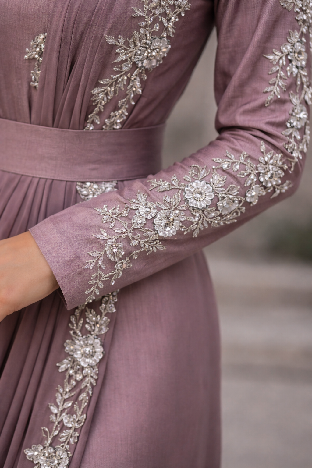 Lilac ready to wear saree with drape