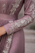Lilac ready to wear saree with drape