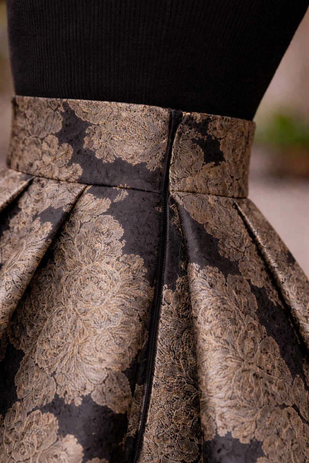 Black and gold marble jacquard skirt