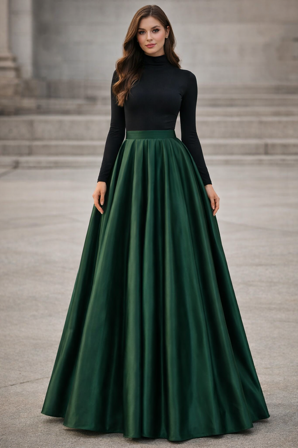 Green Satin Maxi Gown