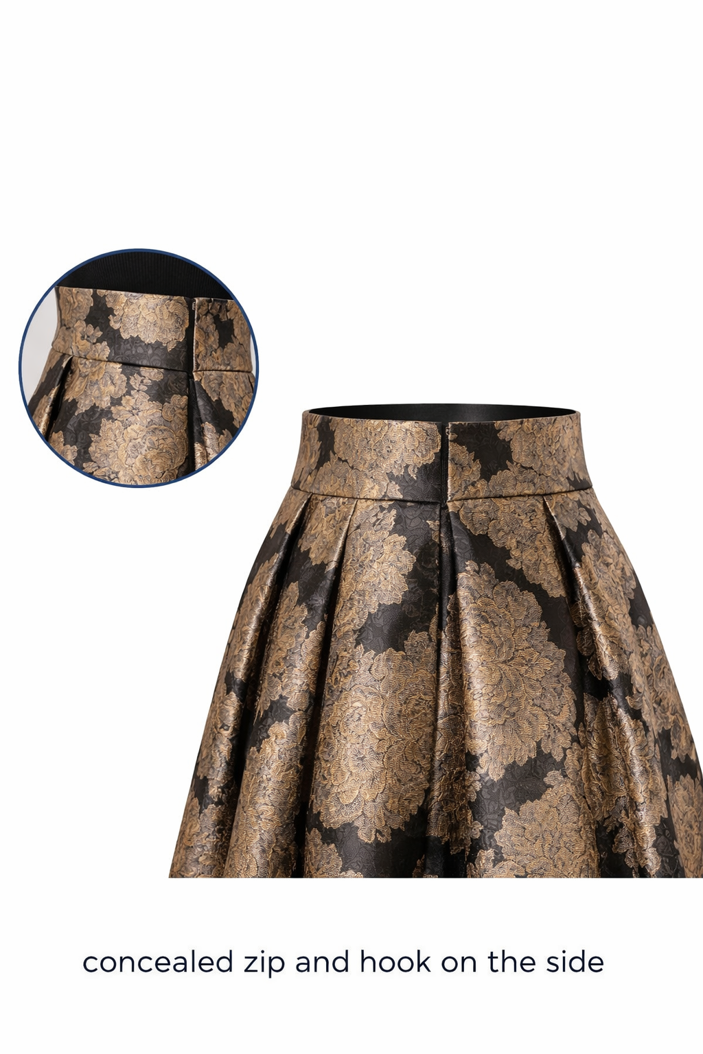 Black and gold marble jacquard skirt