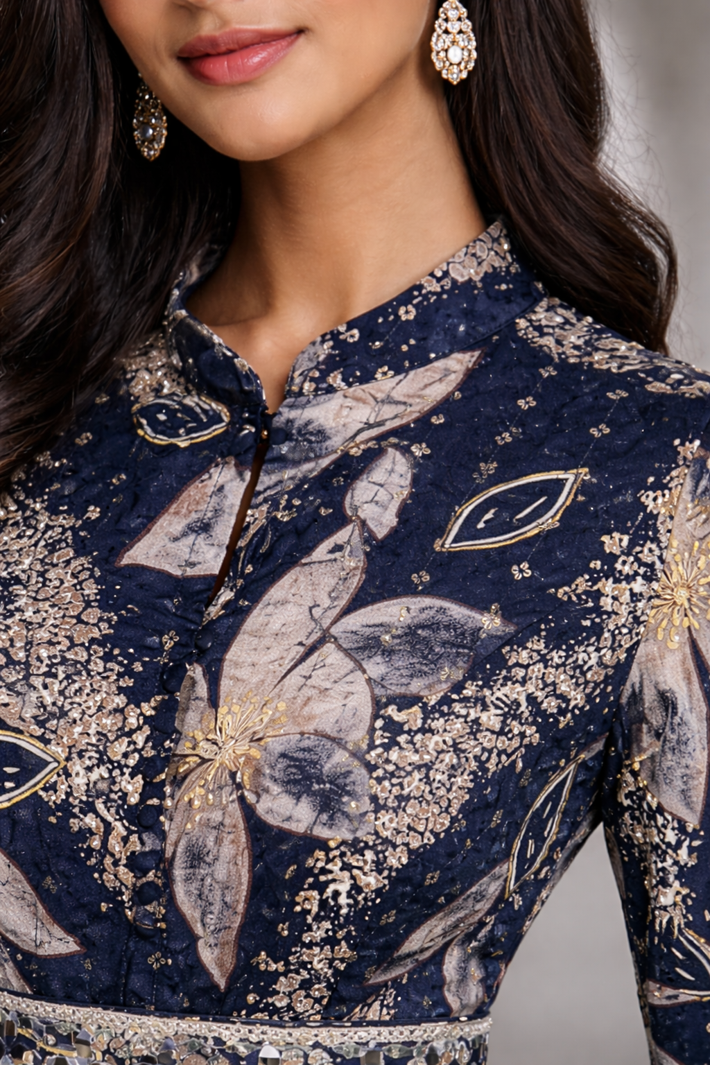 Preity in Akola - blue floral kurta
