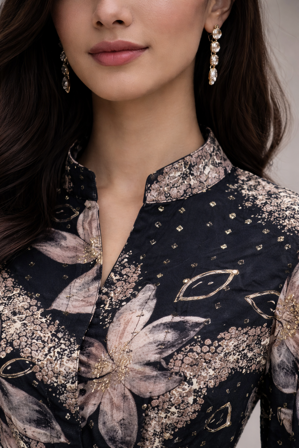 Preity in solapur - black floral kurta