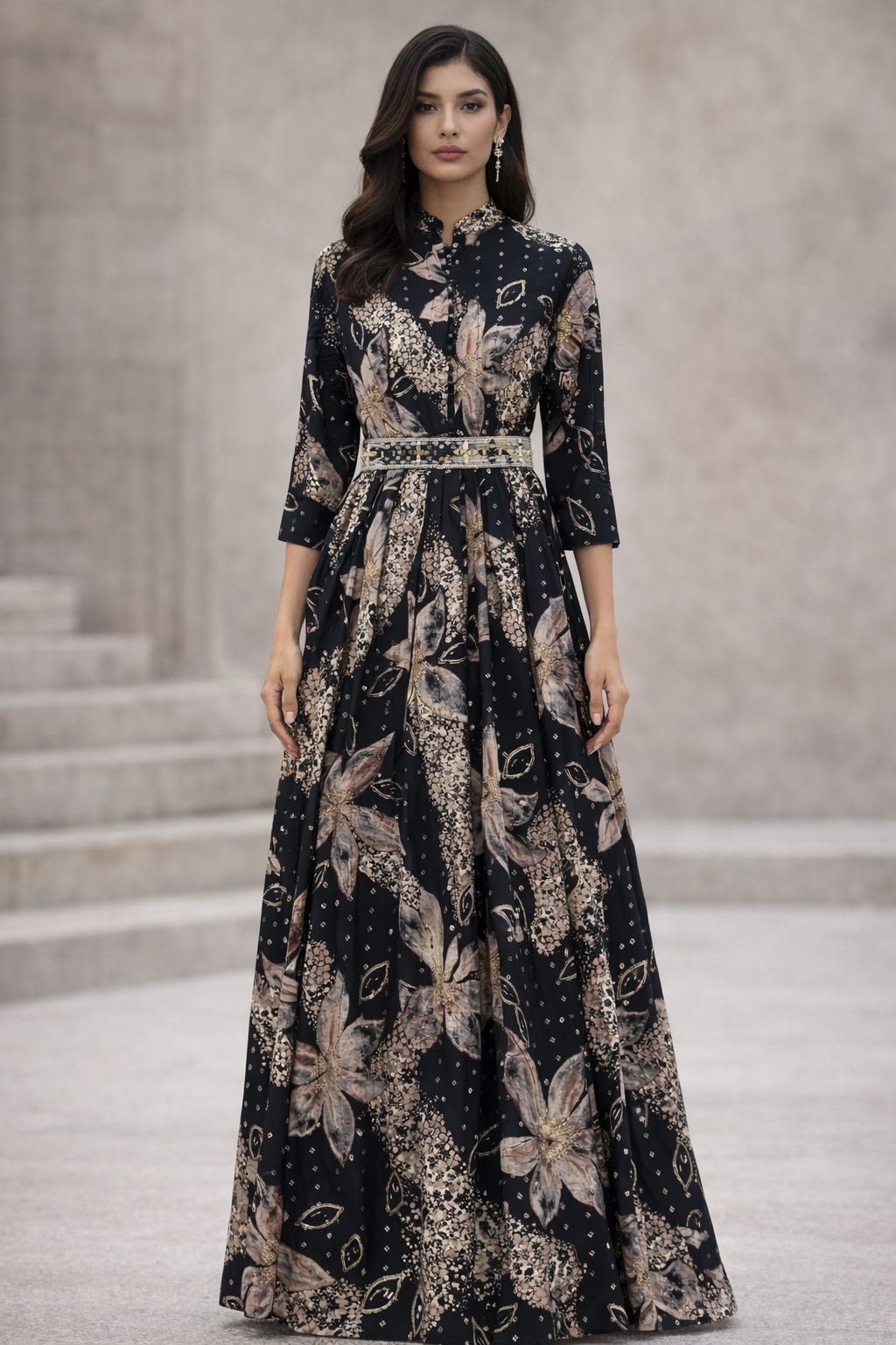 Preity in solapur - black floral kurta