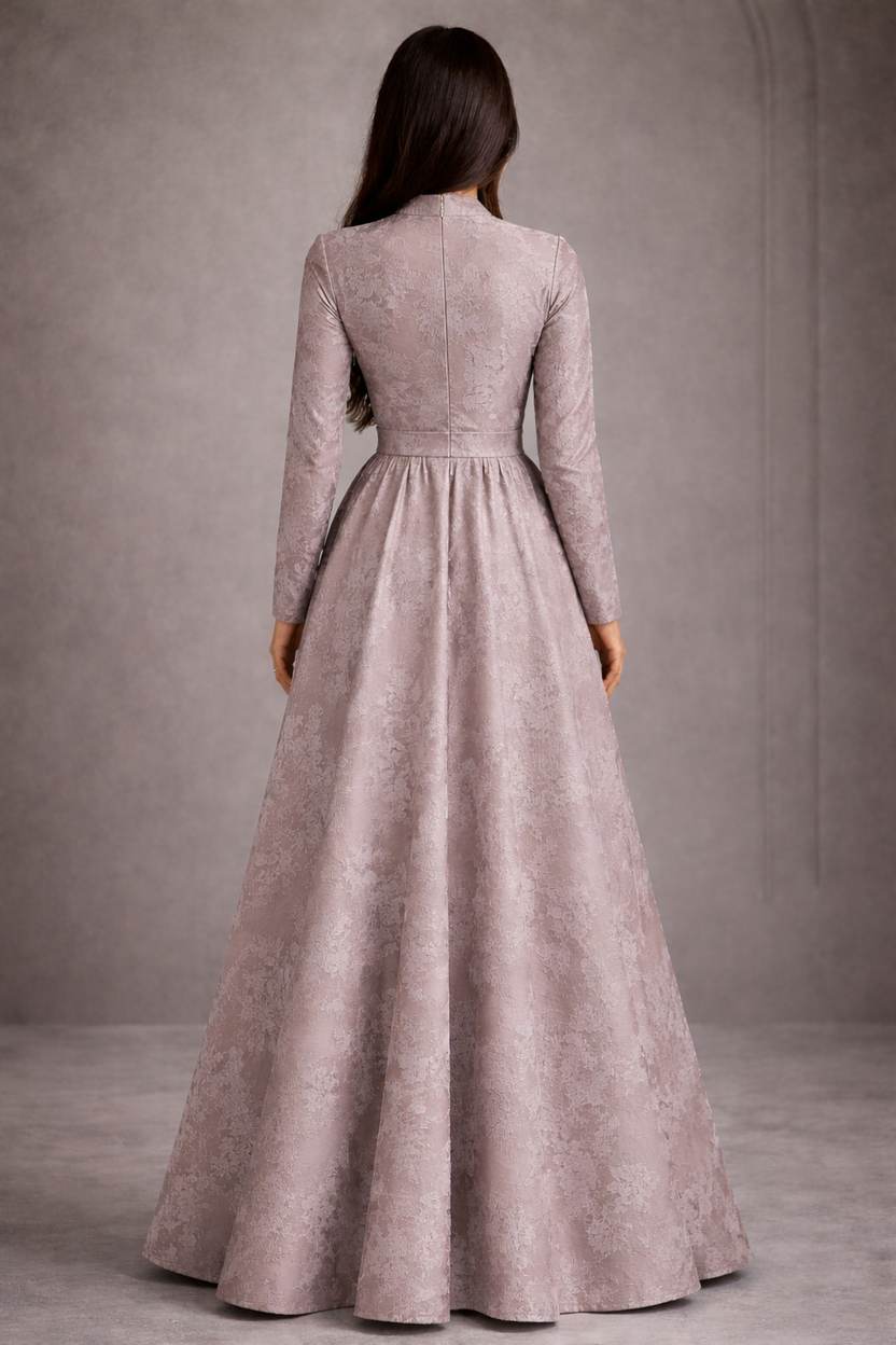 Vintage Blush Embelished Gown straight Sleeves