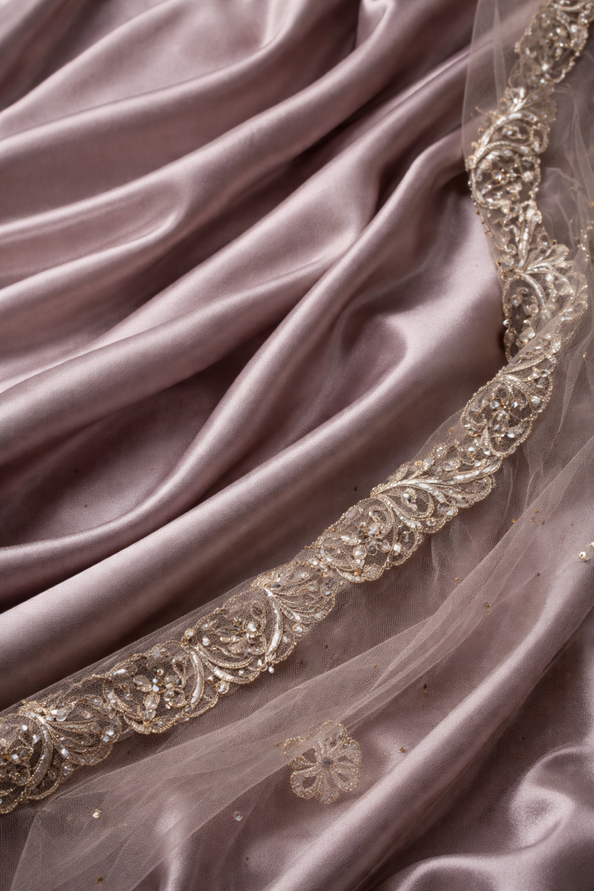Sana Cape Style Satin Gown and Lace Cape | Pre-order