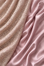 Blush Pink satin dress with lace drape and straight sleeves