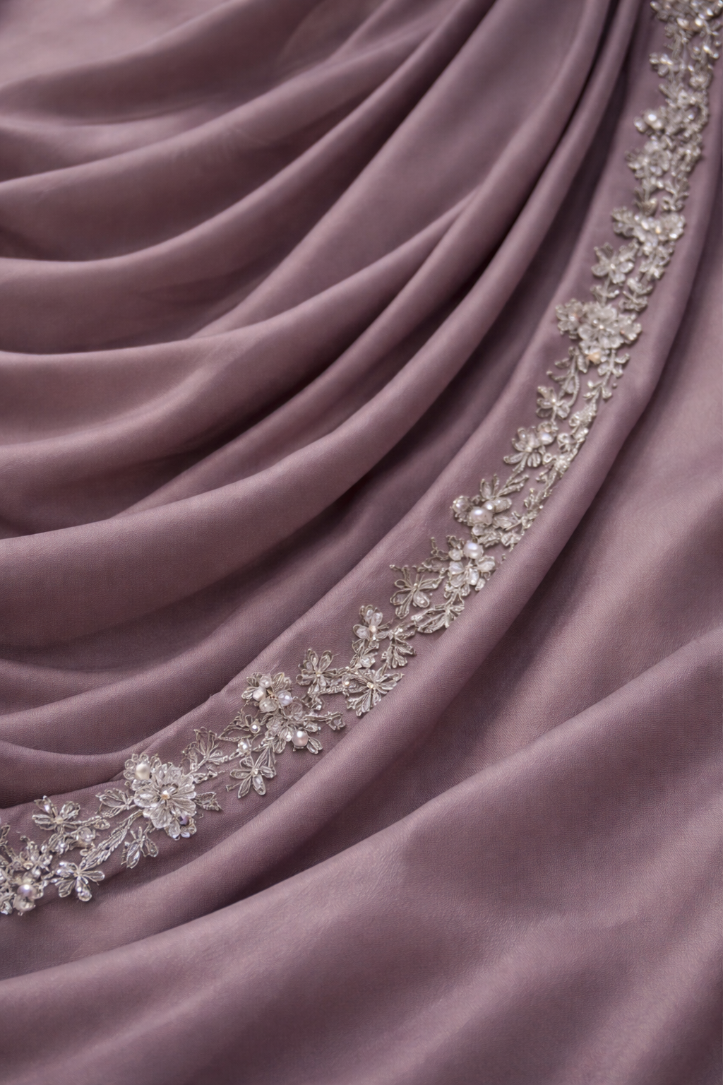 Lilac ready to wear saree with drape