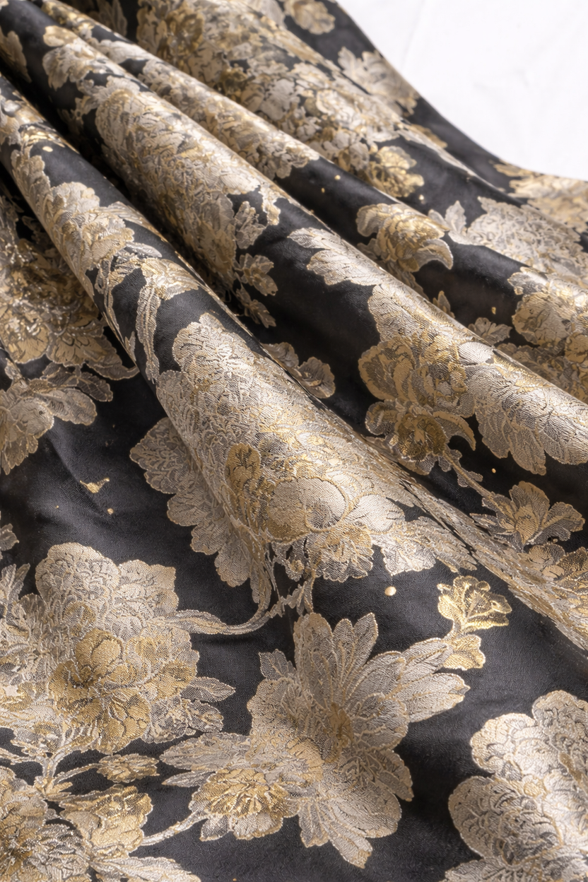 Midnight Bloom Marble Embellished Jacquard Gown