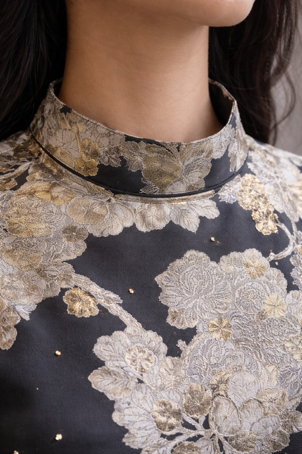 Midnight Bloom Marble Embellished Jacquard Gown | Pre-Order