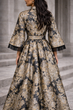 Midnight Bloom Marble Embellished Jacquard Gown | Pre-Order