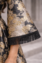 Midnight Bloom Marble Embellished Jacquard Gown | Pre-Order