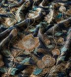 Navy Blue with Gold Jacquard Material