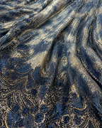 Navy Blue Midnight Gold Jacquard