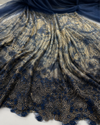 Navy Blue Midnight Gold Jacquard