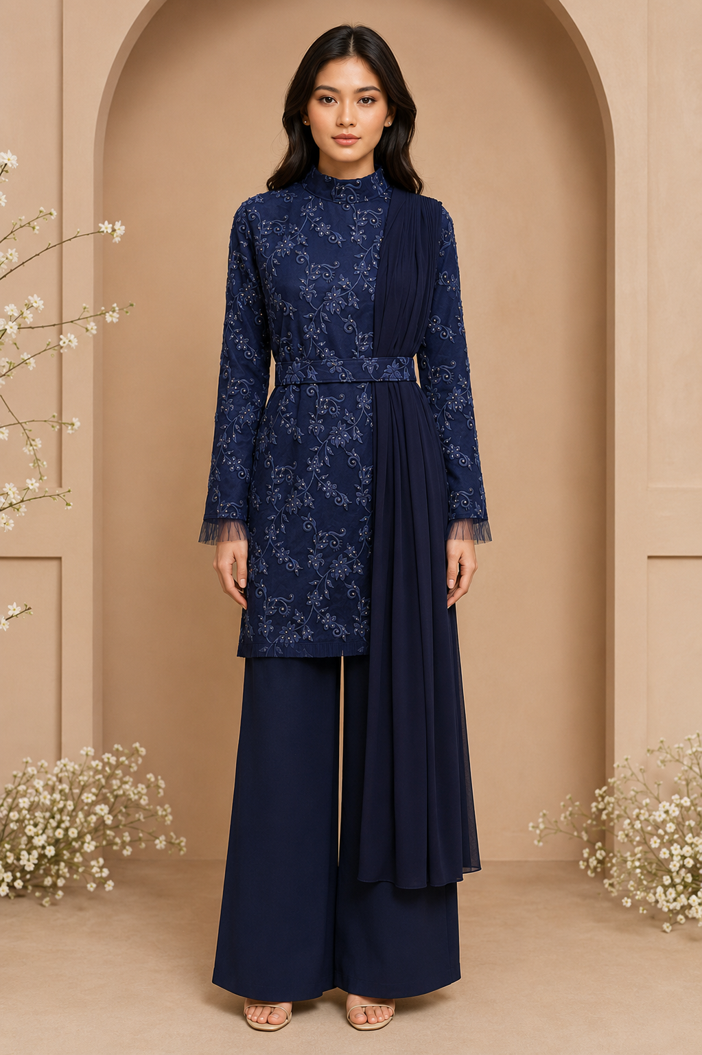Blue Floral co-ord with sash | Pre-Order