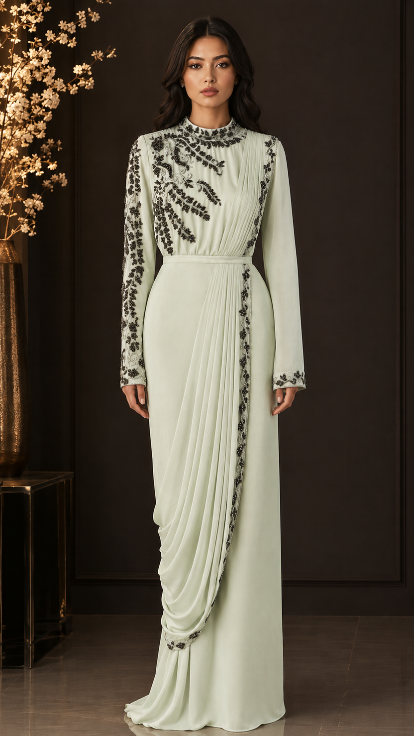 Mint Noor Draped Ensemble