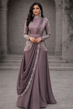 Lilac ready to wear saree with drape
