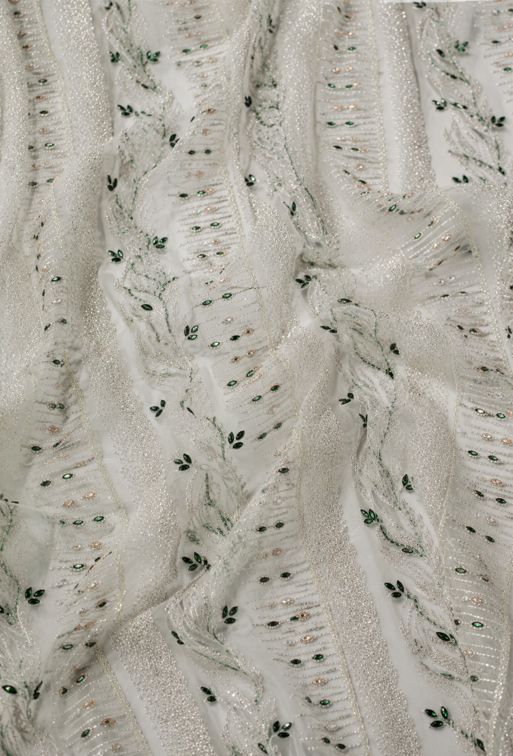 Mint Green lace embellished unstitched material | Pre-order