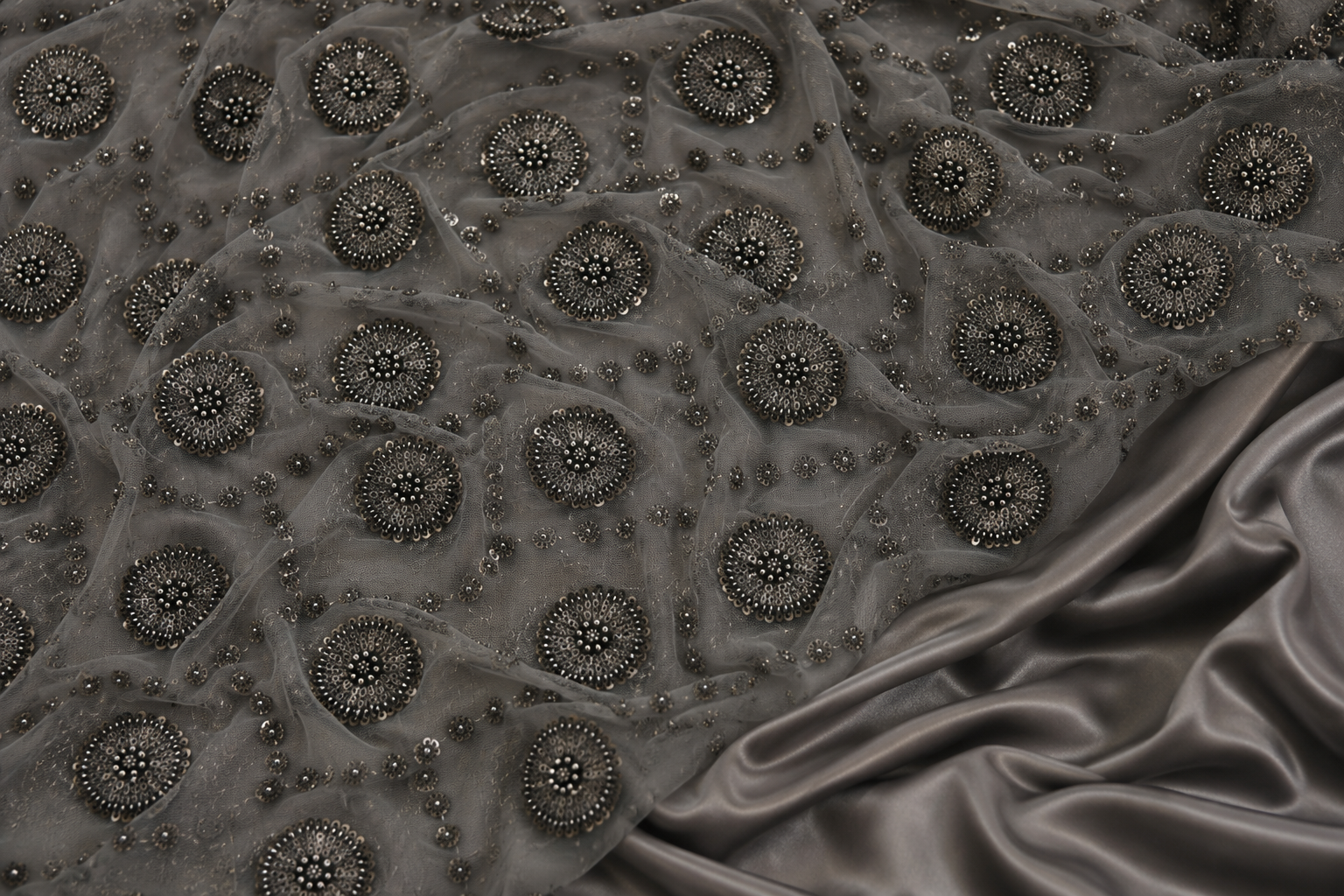 Blackish gray scattered unstitched material