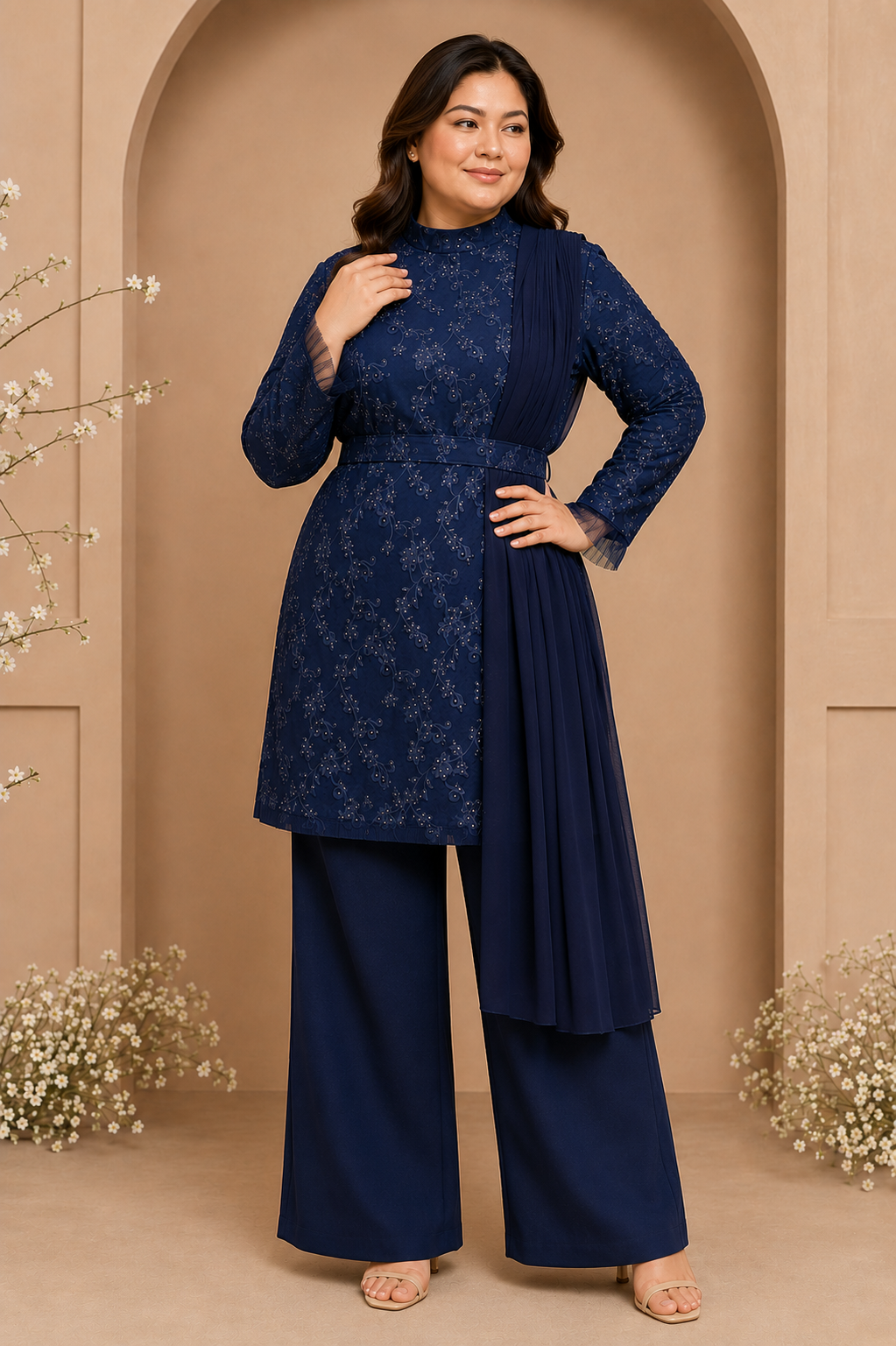 Blue Floral co-ord with sash | Pre-Order