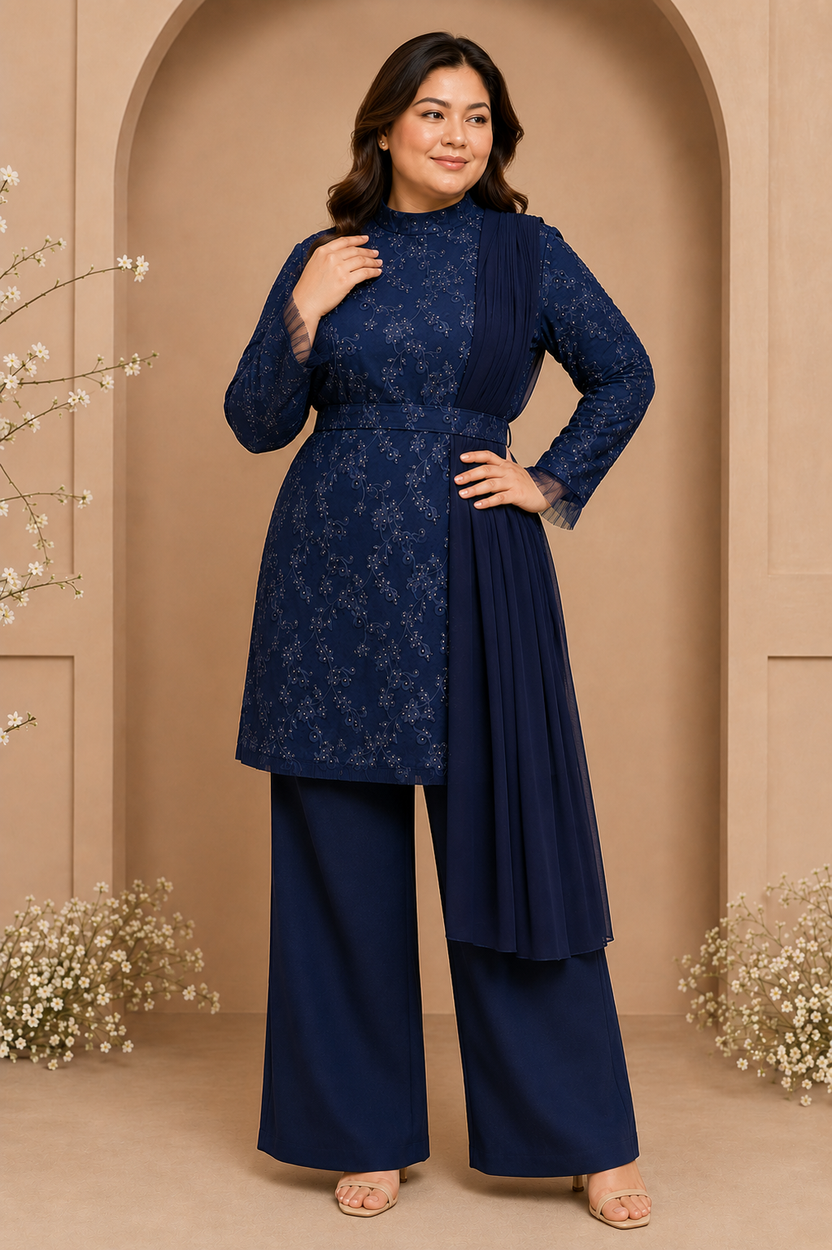 Blue Floral co-ord with sash | Pre-Order