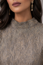 Danisa Jacquard Gown with Funnel sleeves