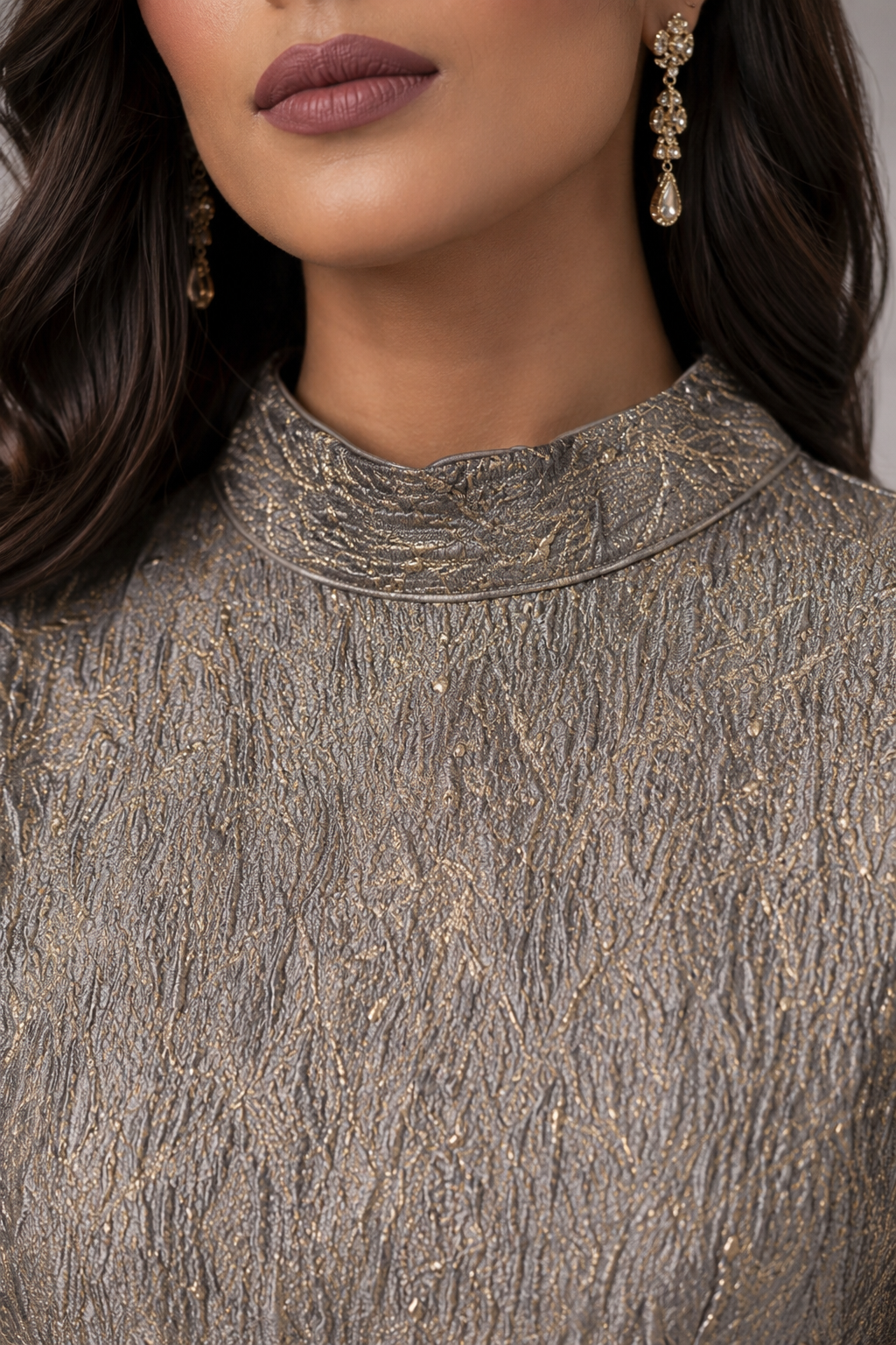 Danisa Jacquard Gown with Funnel sleeves