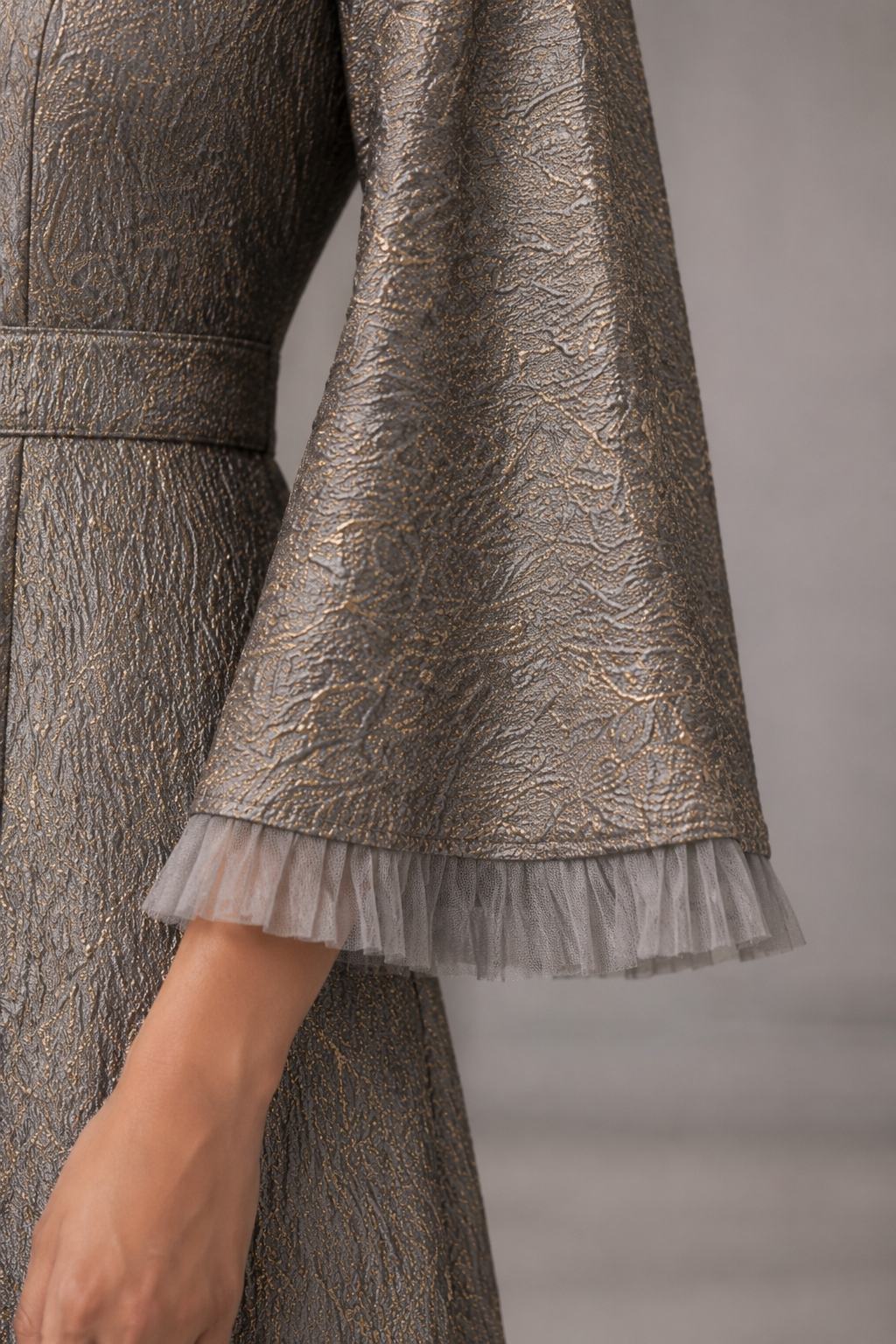 Danisa Jacquard Gown with Funnel sleeves