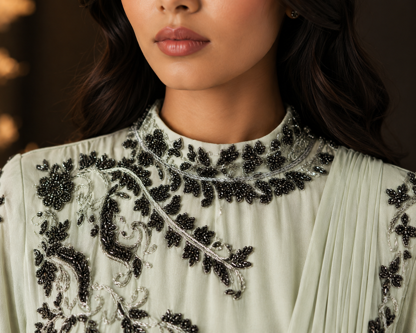 Mint Noor Draped Ensemble