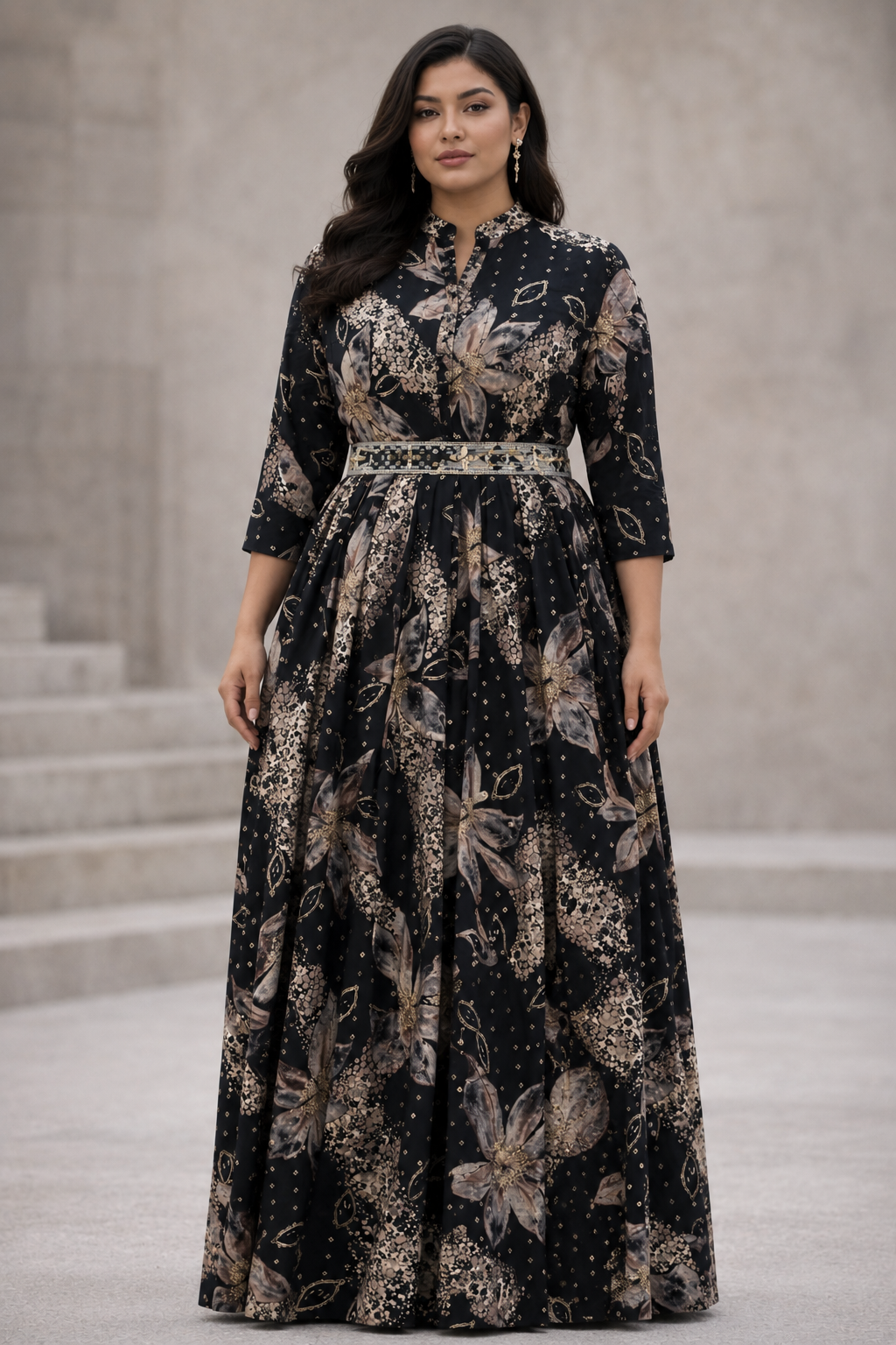 Preity in solapur - black floral kurta